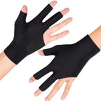 1 Pair Three Finger Billiards Gloves For Left Hand Pool And Snooker - Black
