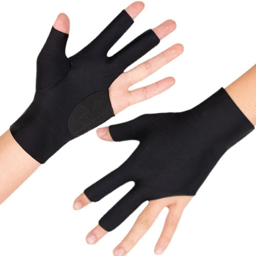 1 Pair Three Finger Billiards Gloves For Left Hand Pool And Snooker - Black