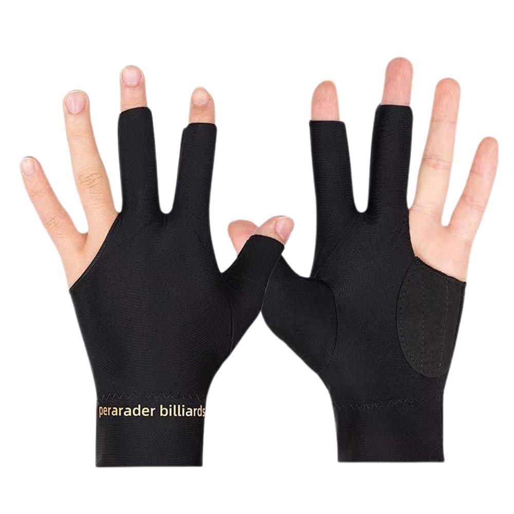 1 Pair Three Finger Billiards Gloves For Left Hand Pool And Snooker - Black