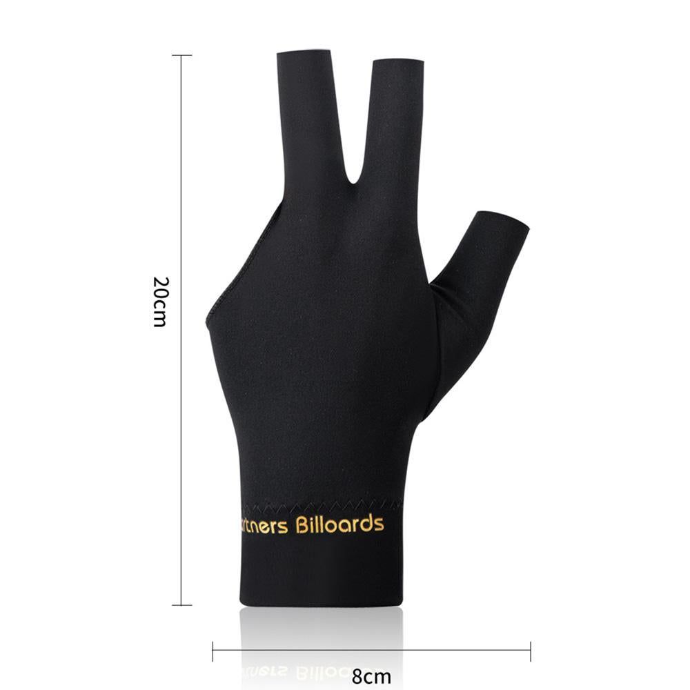 1 Pair Three Finger Billiards Gloves For Left Hand Pool And Snooker - Black