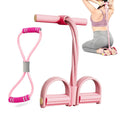 6 Tube Pedal Ankle Puller Fitness Exercise Rope with 8 Shape Resistance Band - Pink