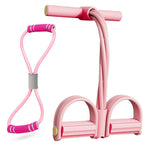 6 Tube Pedal Ankle Puller Fitness Exercise Rope with 8 Shape Resistance Band - Pink