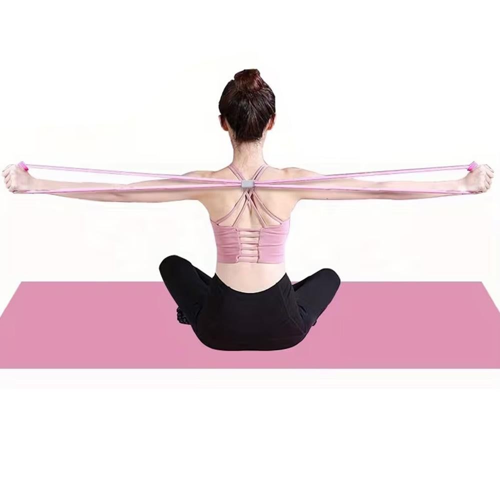 6 Tube Pedal Ankle Puller Fitness Exercise Rope with 8 Shape Resistance Band - Pink