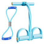 6 Tube Pedal Ankle Puller Fitness Exercise Rope with 8 Shape Resistance Band - Blue