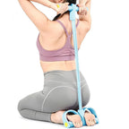 6 Tube Pedal Ankle Puller Fitness Exercise Rope with 8 Shape Resistance Band - Blue