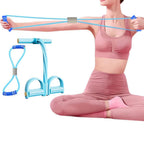 6 Tube Pedal Ankle Puller Fitness Exercise Rope with 8 Shape Resistance Band - Blue