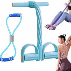 6 Tube Pedal Ankle Puller Fitness Exercise Rope with 8 Shape Resistance Band - Blue