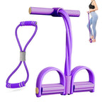6 Tube Pedal Ankle Puller Fitness Exercise Rope with 8 Shape Resistance Band - Purple