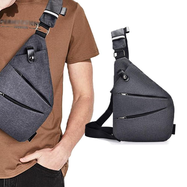 Anti Theft Sling Crossbody Bag for Left-handed Users - Grey