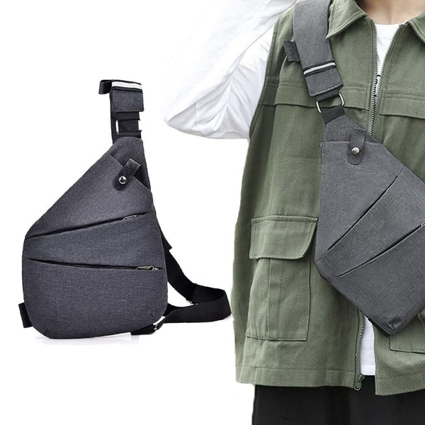 Anti Theft Sling Crossbody Bag for Right-handed Users - Grey