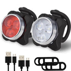 2Pcs Rechargeable Bicycle Lights Bright LED Headlight and Taillight