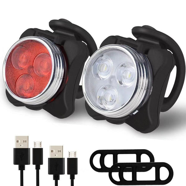 2Pcs Rechargeable Bicycle Led Head and Tail Lights