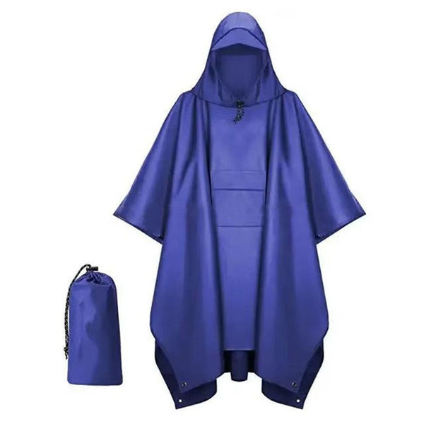3 in 1 Portable Rain Poncho Waterproof Lightweight Emergency Raincoat with Pocket - Blue
