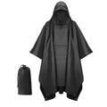 3 in 1 Portable Rain Poncho Waterproof Lightweight Emergency Raincoat with Pocket - Black