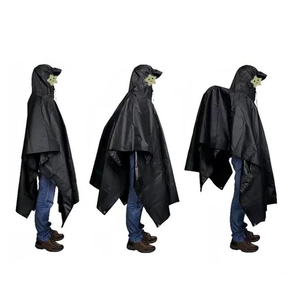 3 in 1 Portable Rain Poncho Waterproof Lightweight Emergency Raincoat with Pocket - Black