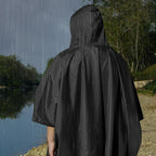 3 in 1 Portable Rain Poncho Waterproof Lightweight Emergency Raincoat with Pocket - Black