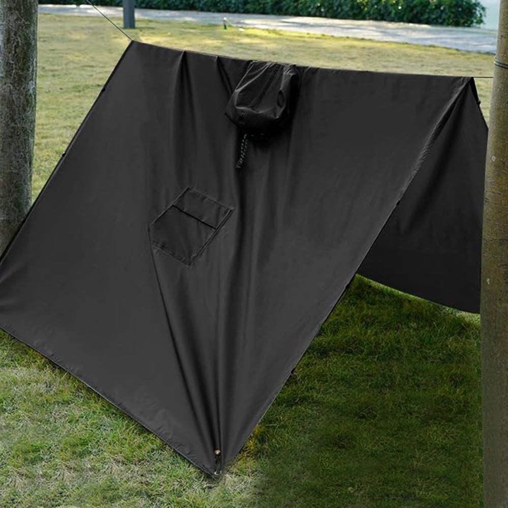 3 in 1 Portable Rain Poncho Waterproof Lightweight Emergency Raincoat with Pocket - Black