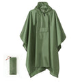3 in 1 Portable Rain Poncho Waterproof Lightweight Emergency Raincoat with Pocket - Army Green