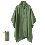3 in 1 Portable Rain Poncho Waterproof Lightweight Emergency Raincoat with Pocket - Army Green