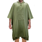 3 in 1 Portable Rain Poncho Waterproof Lightweight Emergency Raincoat with Pocket - Army Green