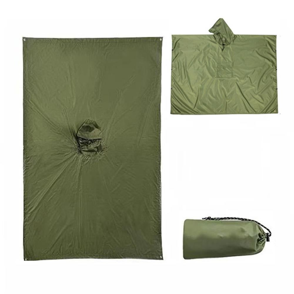 3 in 1 Portable Rain Poncho Waterproof Lightweight Emergency Raincoat with Pocket - Army Green