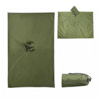 3 in 1 Portable Rain Poncho Waterproof Lightweight Emergency Raincoat with Pocket - Army Green