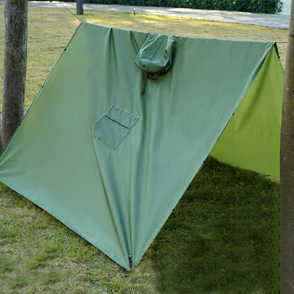 3 in 1 Portable Rain Poncho Waterproof Lightweight Emergency Raincoat with Pocket - Army Green