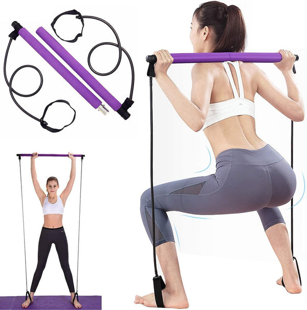 Pilates Exercise Bar With Resistance Band For Whole Body Workouts