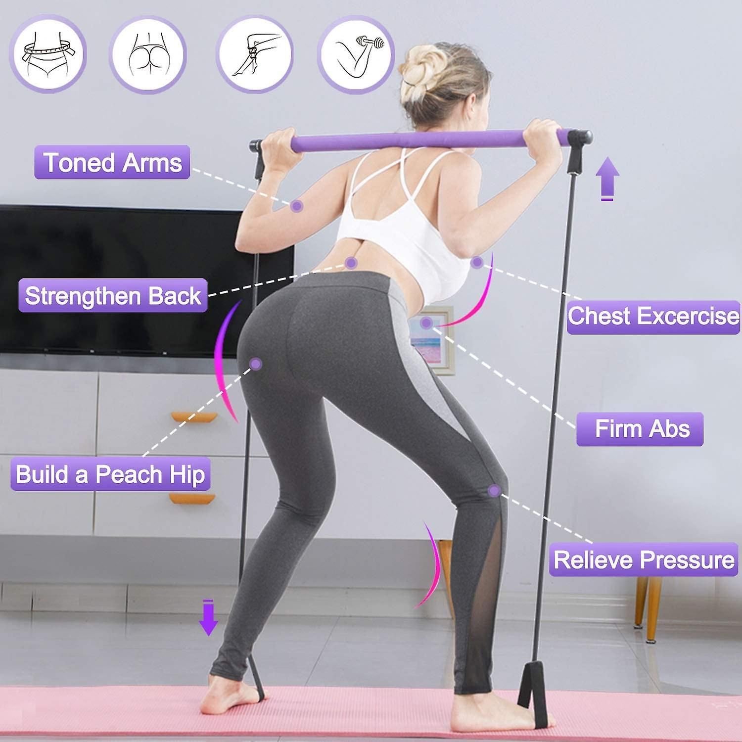 Pilates Exercise Bar With Resistance Band For Whole Body Workouts
