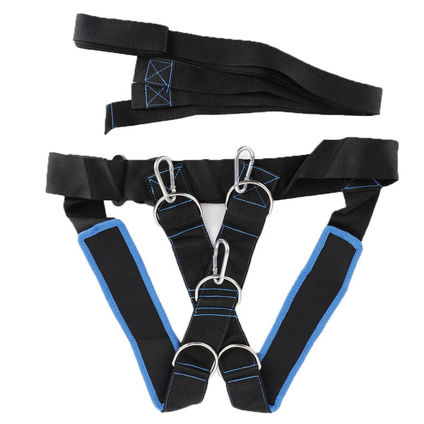 Speed Strength Training Sled Shoulder Harness Resistance Band Belt (Black + Blue)
