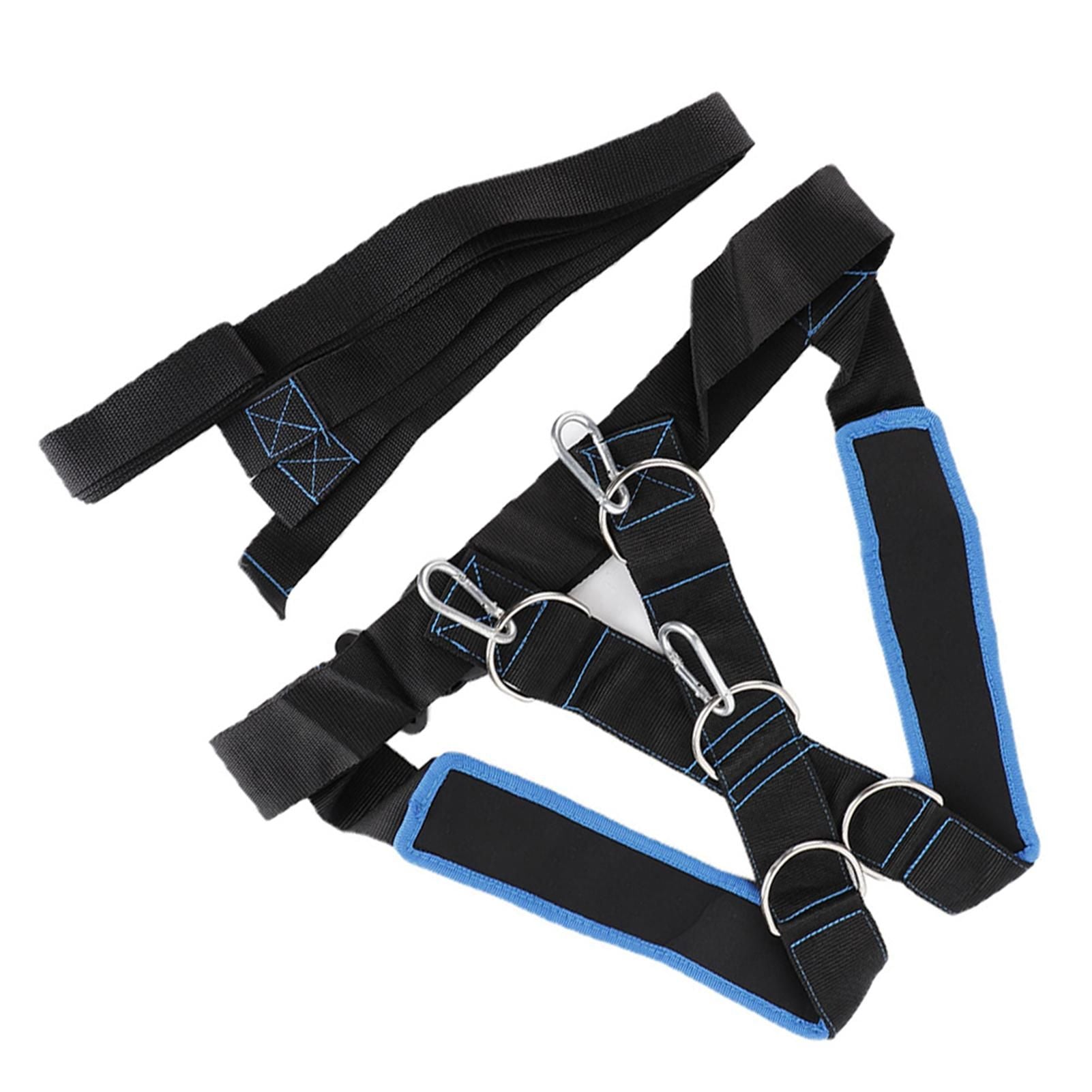 Speed Strength Training Sled Shoulder Harness Resistance Band Belt (Black + Blue)