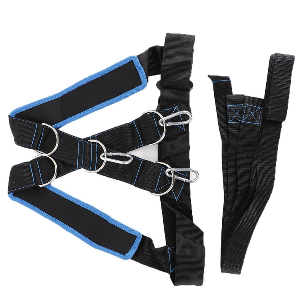Speed Strength Training Sled Shoulder Harness Resistance Band Belt (Black + Blue)