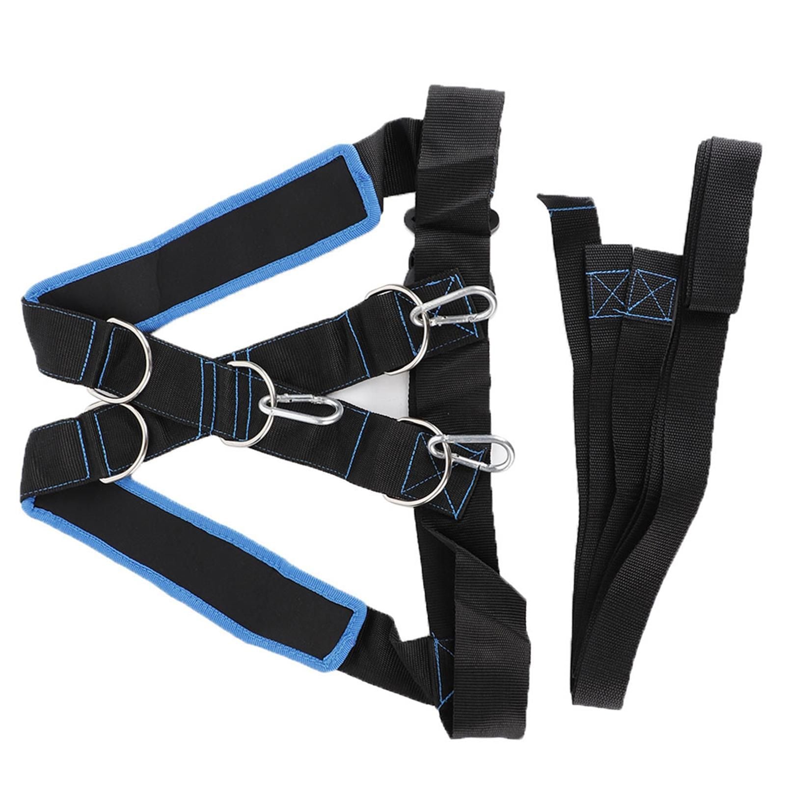 Speed Strength Training Sled Shoulder Harness Resistance Band Belt (Black + Blue)