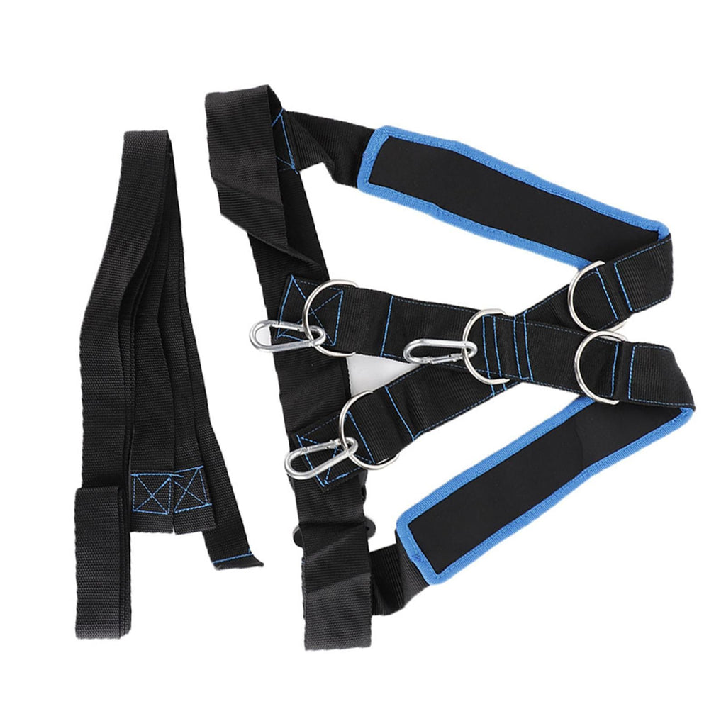 Speed Strength Training Sled Shoulder Harness Resistance Band Belt (Black + Blue)
