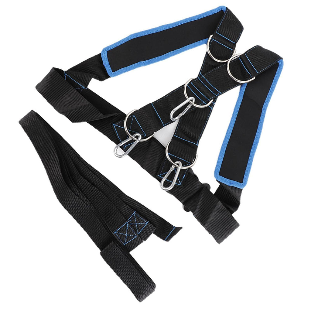 Speed Strength Training Sled Shoulder Harness Resistance Band Belt (Black + Blue)
