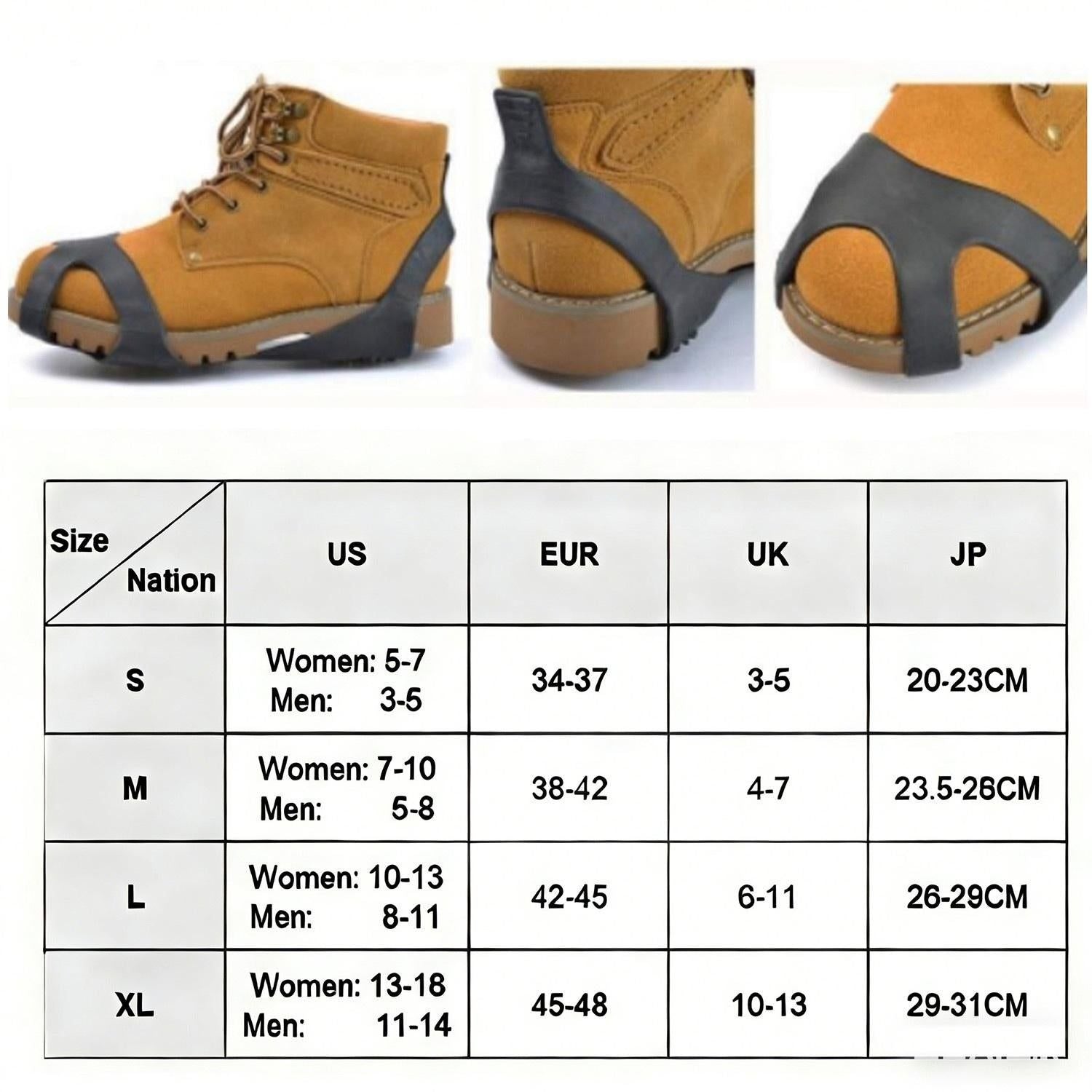 Winter Ice Cleats Snow Shoe Grips Anti-Slip Covers Outdoor Climbing Hiking (XL)