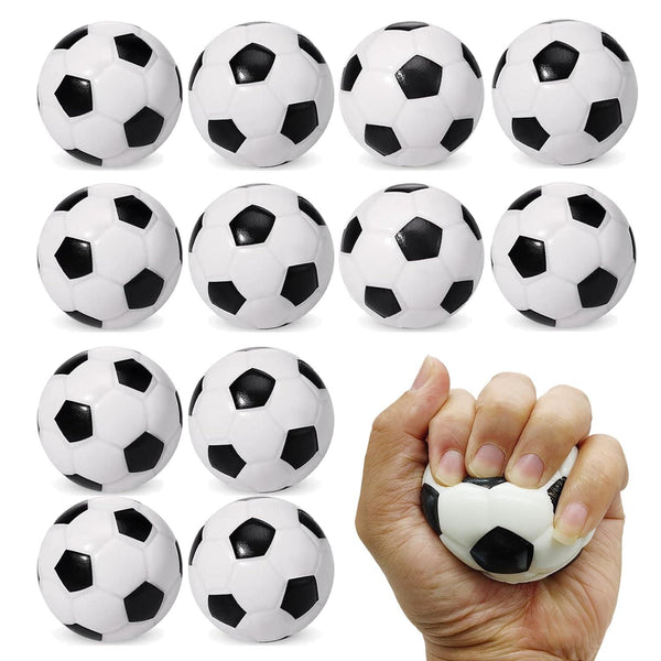 12 Pack 2.5-inch Soft Foam Soccer Stress Balls(6.3 cm, Black and White)