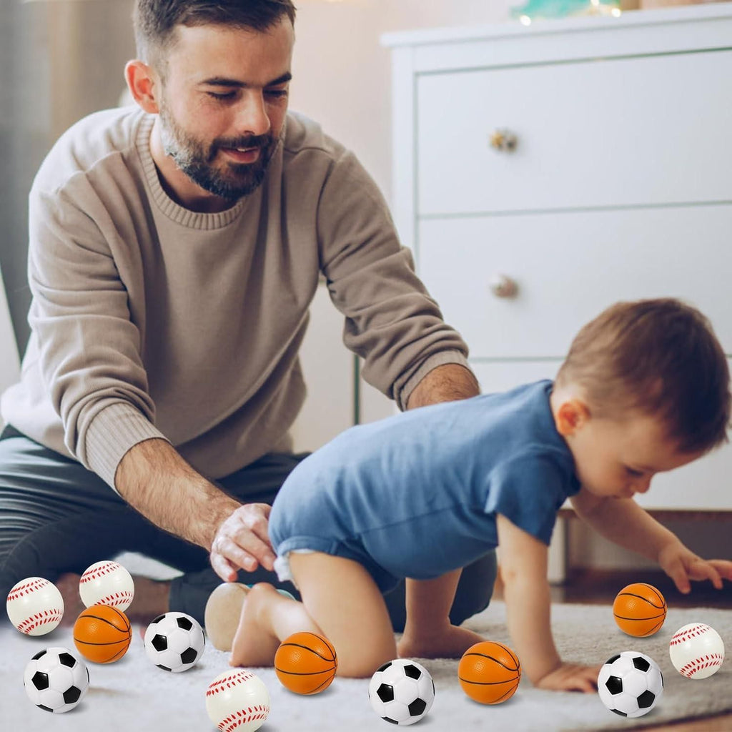 12 Pack 2.5-inch Stress Soccer Balls Small Soft Foam Sports Balls (6.3 cm, Black and White)