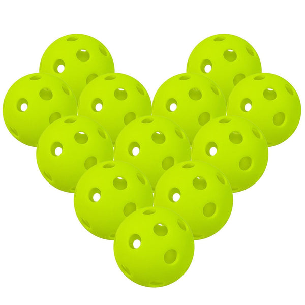 12 Packs 26 Holes Indoor Pickleball Balls for Indoor Courts (Fluorescent Green)