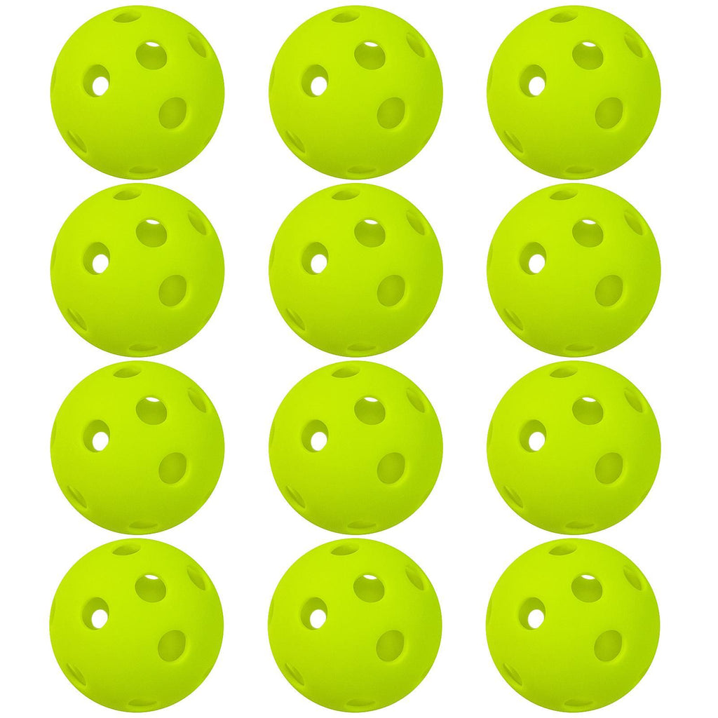 12 Packs 26 Holes Indoor Pickleball Balls for Indoor Courts (Fluorescent Green)