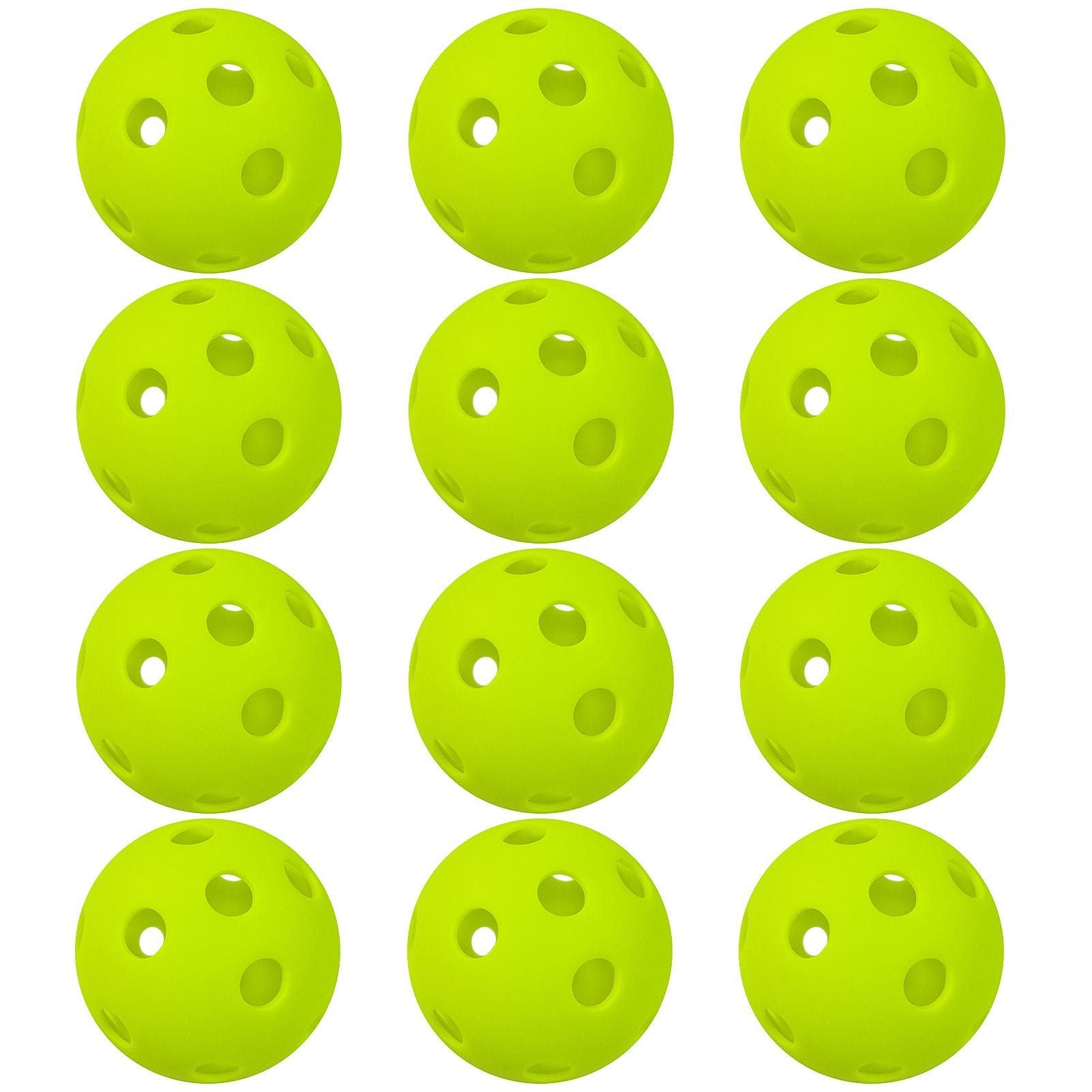 12 Packs 26 Holes Indoor Pickleball Balls for Indoor Courts (Fluorescent Green)