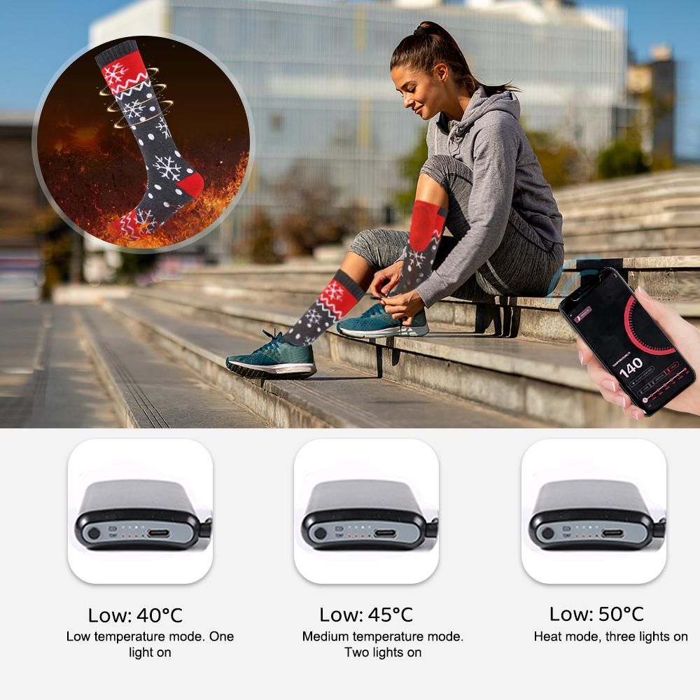 Heated Socks Rechargeable 5000mAh APP Remote Control Washable Winter (Blue)