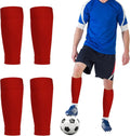 Professional Football Calf Compression Leg Guard 2 Pairs (Red)