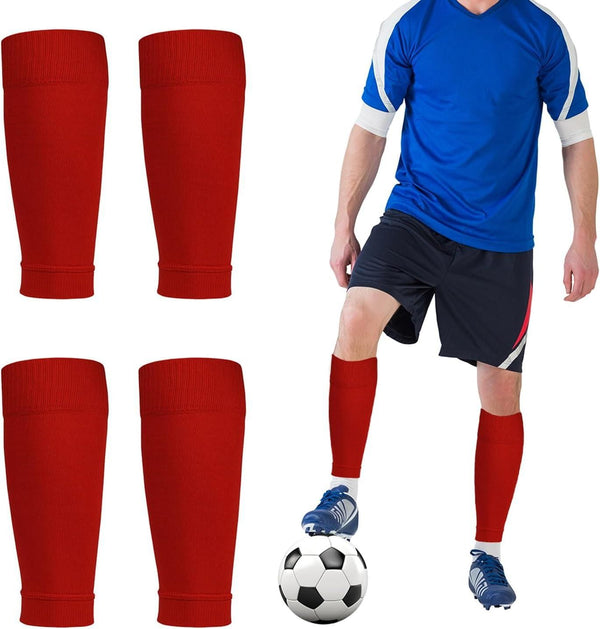 Professional Football Calf Compression Leg Guard - 2 Pairs (Red)