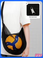 Basketball Bag Large Capacity Sports Training Single Shoulder Volleyball Net (Black)