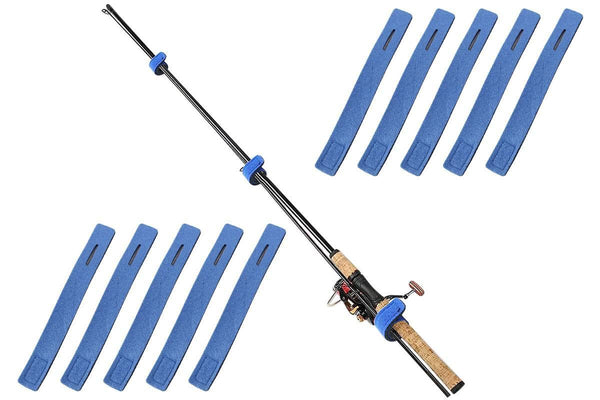 10Pcs Fishing Rod Straps Fishing Rod Clips for Casting Spinning Fly Rods - Blue