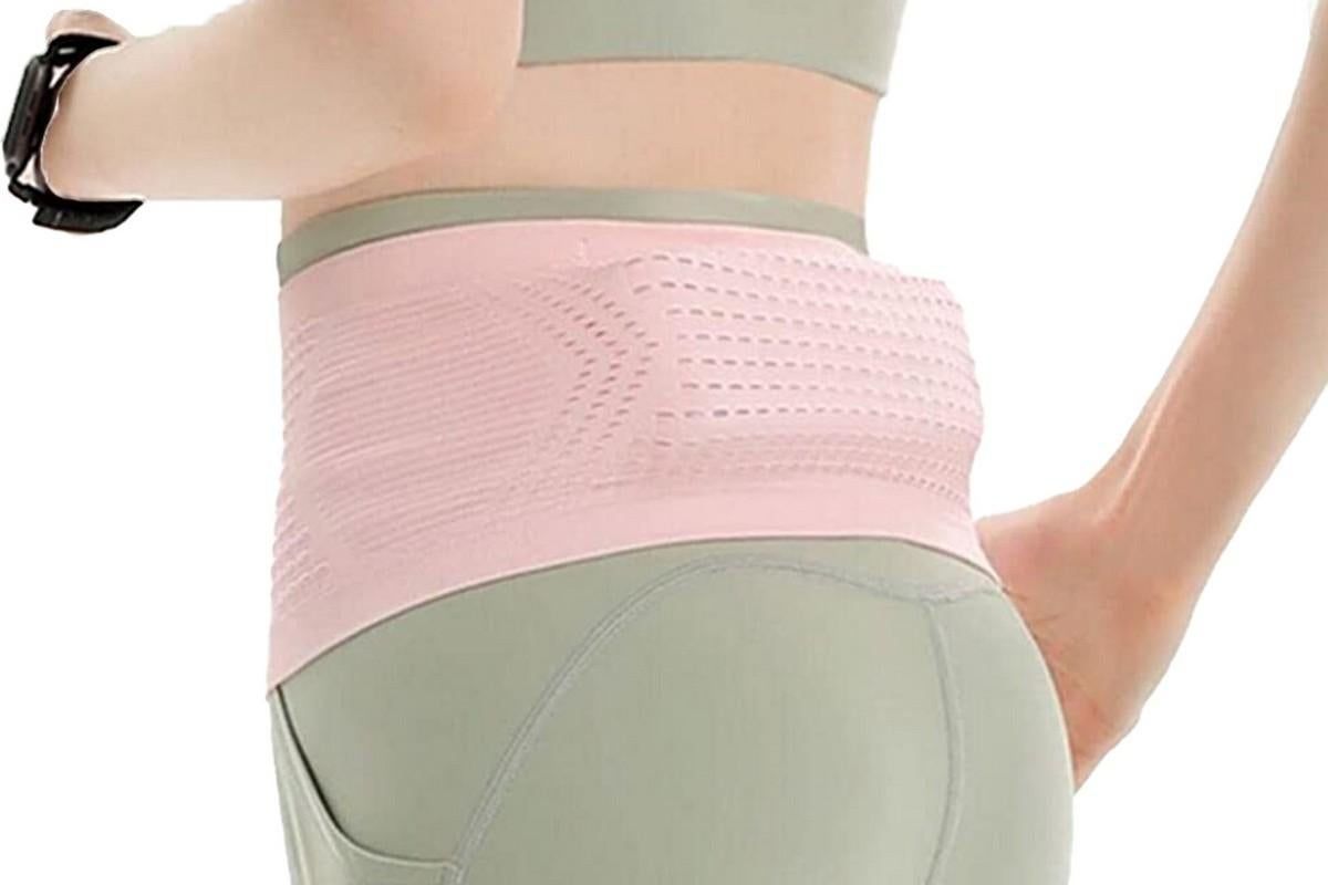 Invisible Running Waist Bag Belt Slim Running Belt Exercise Waist Belt Runner Belt for Running Walking Cycling Camping Gym -Pink / L