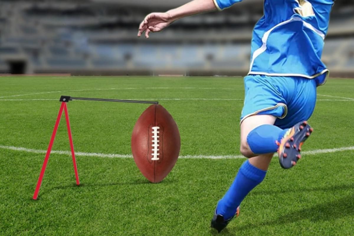 Football Kicking Tee Metal Place Kicking Stand for Field Goal Kicks -Red