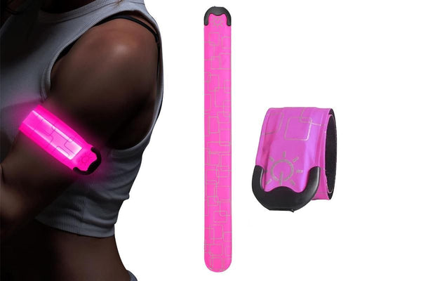 LED Light-Up Armband Safety Belt Night Running Cycling Arm Band -Pink