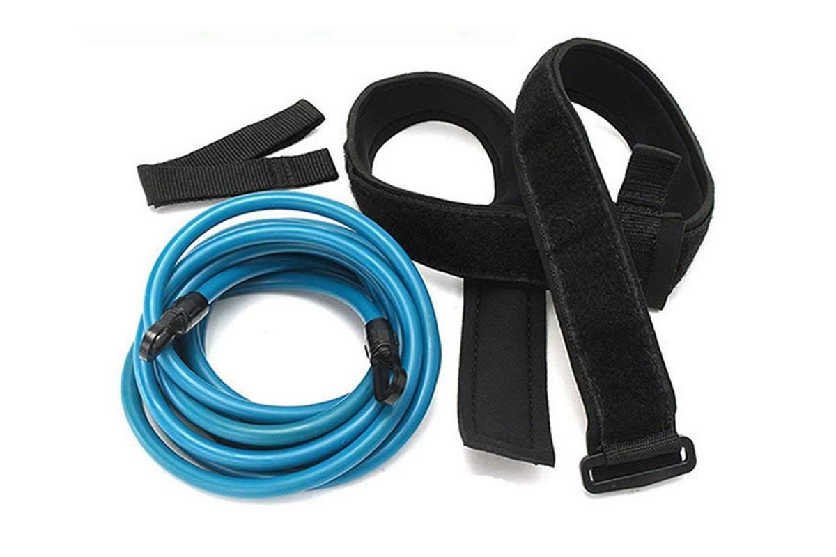 Swim Trainer Waist Belt with Swimming Resistance Tether Leash for Pool Training - Blue